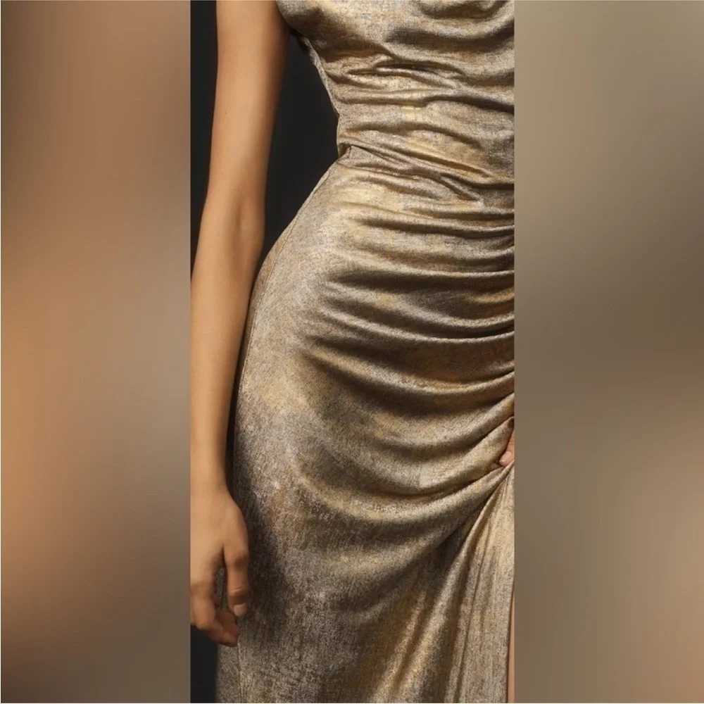 Anthropologie The Maya Ruched Cowl-Neck Dress: Shine Edition. NEW. Size 2X - Picture 4 of 7